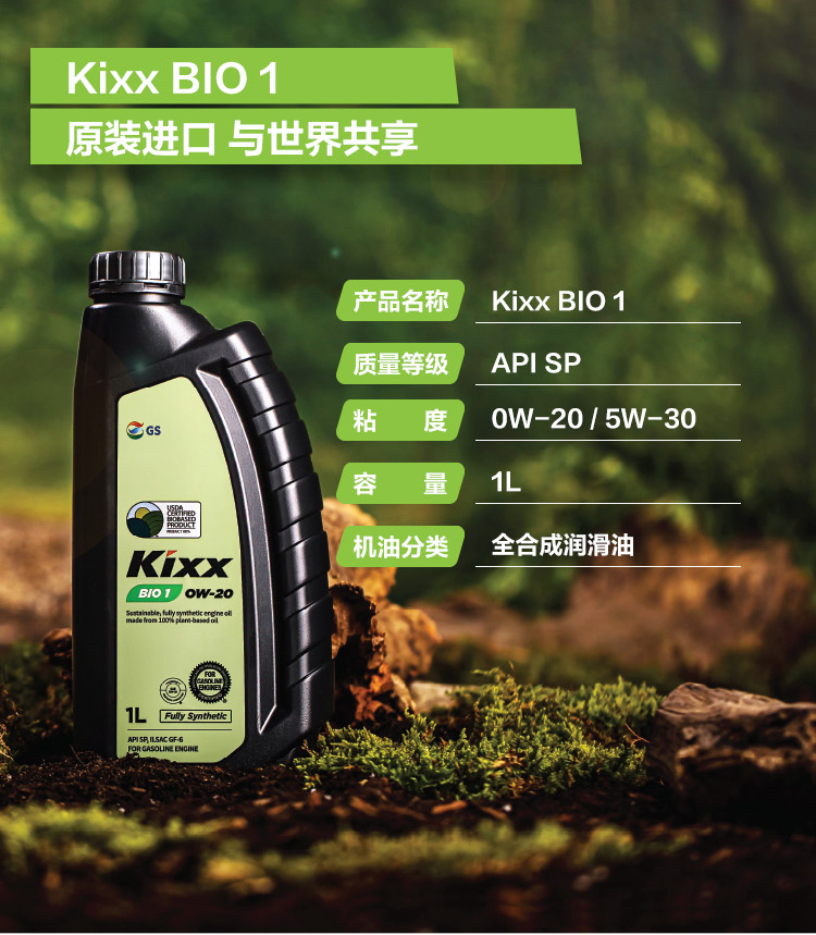GS (Kixx) 凱升 BIO1 全合成機(jī)油 0W-20 SP級(jí) 100%植物基基礎(chǔ)油 1L-第4張圖片-鄭州市冠恒貿(mào)易有限公司【官方網(wǎng)站】-車用潤(rùn)滑油服務(wù)專家