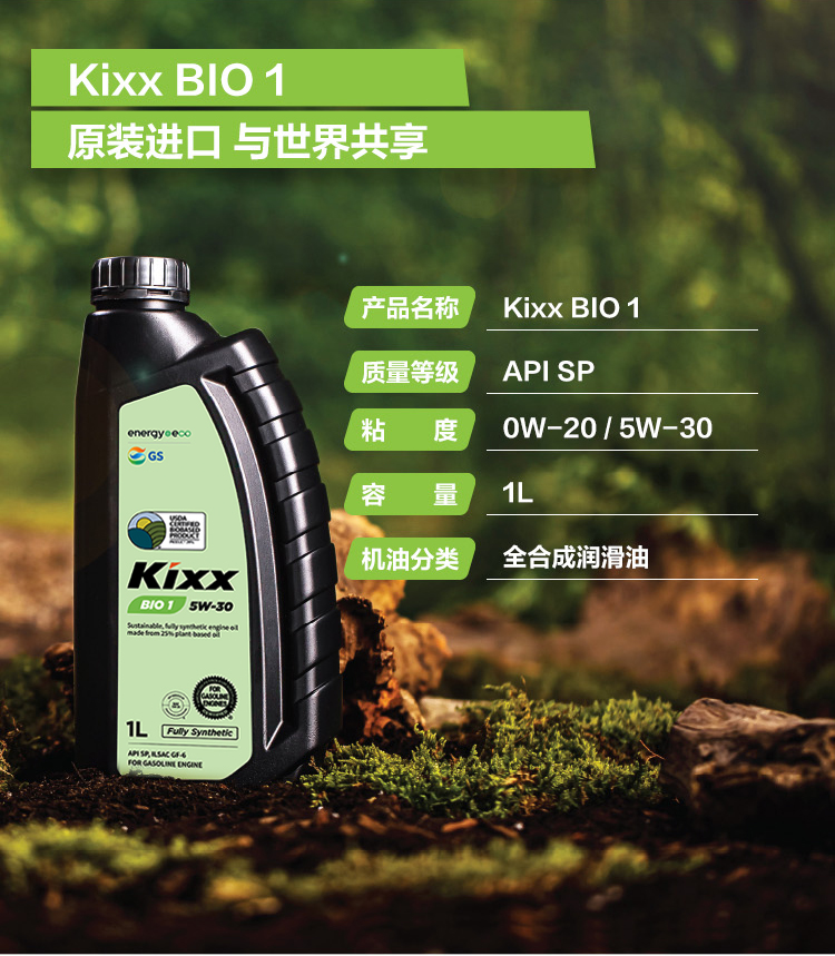 GS (Kixx) 凱升 BIO1 全合成機油 5W-30 SP級 植物基基礎油 1L-第4張圖片-鄭州市冠恒貿易有限公司【官方網站】-車用潤滑油服務專家