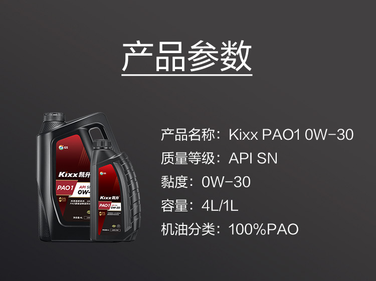 GS (Kixx)凱升 100%PAO全合成機(jī)油 0W-30 SN級(jí) 黑凱系列 4L-第6張圖片-鄭州市冠恒貿(mào)易有限公司【官方網(wǎng)站】-車(chē)用潤(rùn)滑油服務(wù)專家