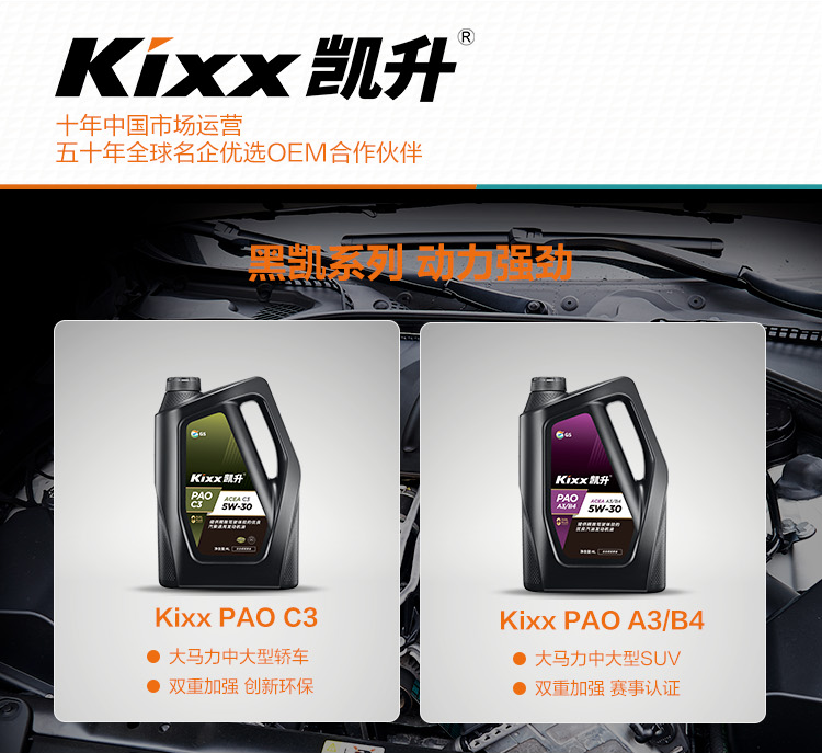 GS (Kixx)凱升 100%PAO全合成機(jī)油 0W-30 SN級(jí) 黑凱系列 4L-第9張圖片-鄭州市冠恒貿(mào)易有限公司【官方網(wǎng)站】-車(chē)用潤(rùn)滑油服務(wù)專家
